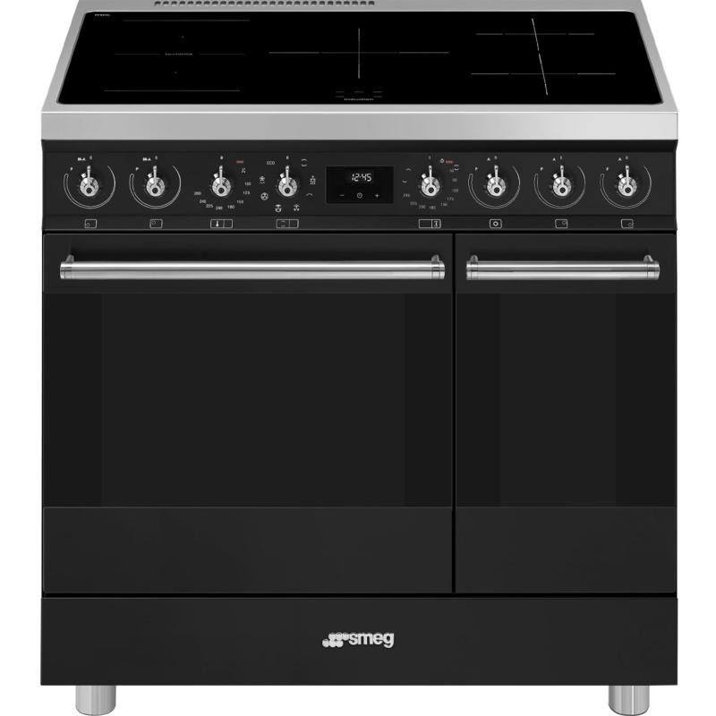 C92immb2 Classic Induktionskomfur Med 2 Ovne, 90 Cm, Mat Sort fra Smeg