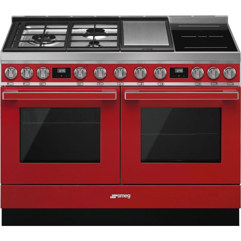 Cpf120igmpr Portofino Gas  Induktionskomfur, Rød fra Smeg