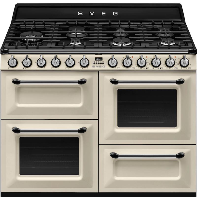 Tr4110p1 10 Victoria Gaskomfur Med 3 Ovne 110 Cm, Creme fra Smeg