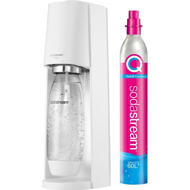 Kulsyremaskine Terra, Hvid Inklusiv Kulsyrepatron fra Sodastream