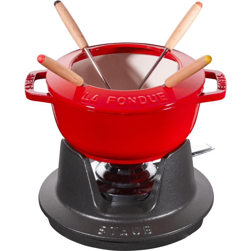 Fonduesæt 16 Cm Rød Med Creme Inderside fra Staub