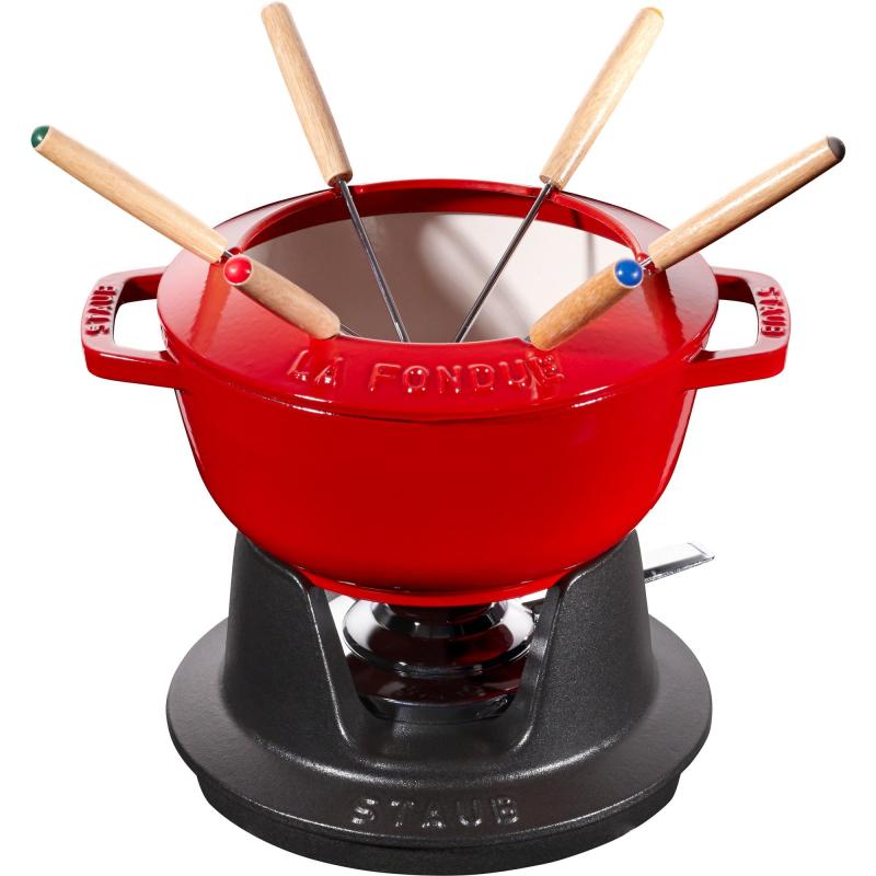 Fonduesæt 18 Cm Rød Med Creme Inderside fra Staub