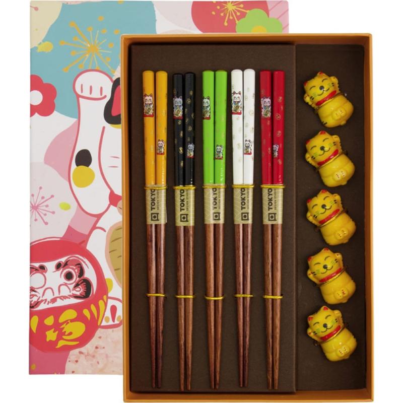 Lucky Cat Spisepinde 5 Par fra Tokyo Design Studio