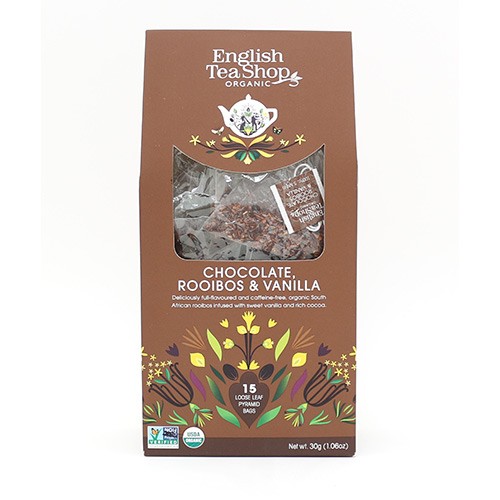 Chocolate, Rooibos & Vanilla Tea økologisk   15 Breve fra English Tea Shop