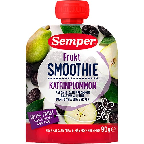 Frugtsmoothie Med Pære Og Svesker Fra 6 Mdr.   90 Gram fra Semper