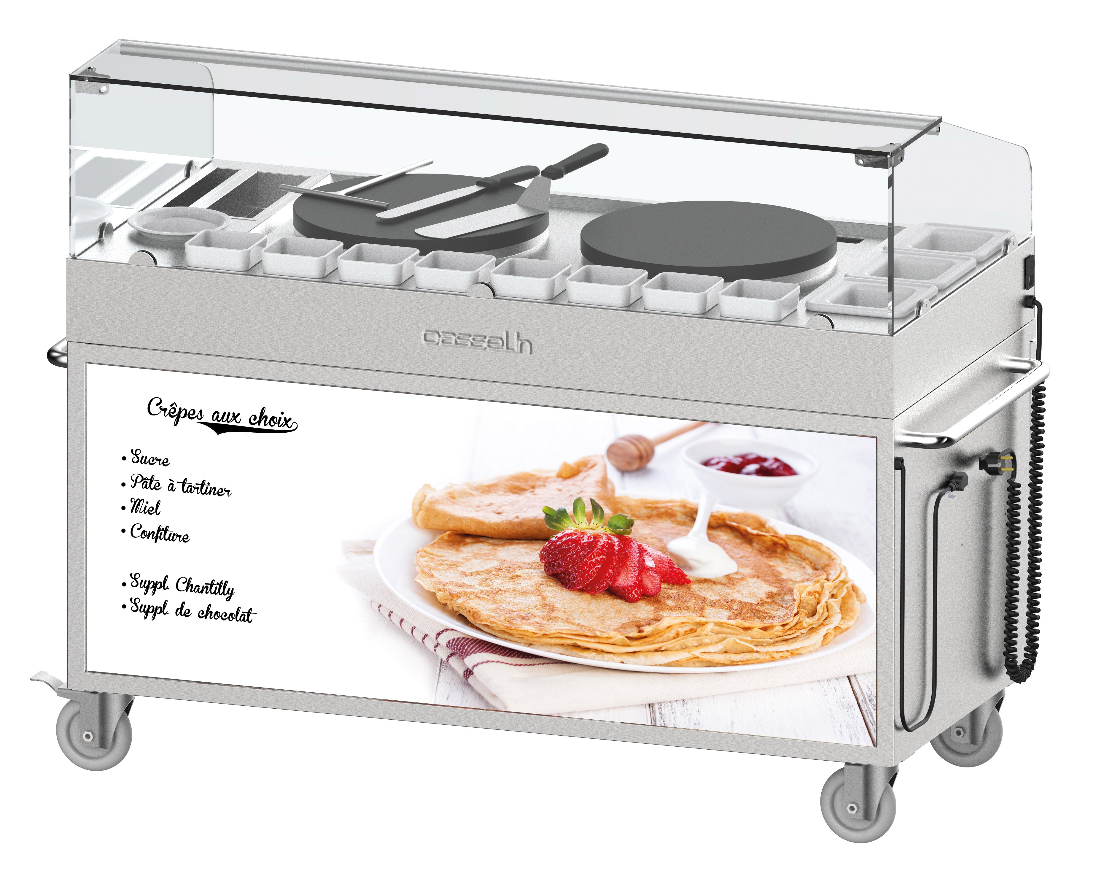 Dobbelt Elektrisk Crepe Maker Vogn 40   Indbygget fra Casselin