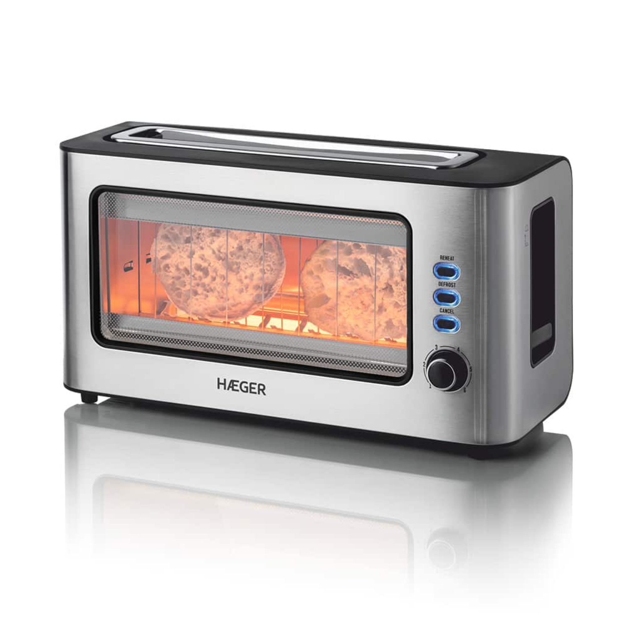 Brødrister Med Easy View Vindue   1000 Watt fra Hæger