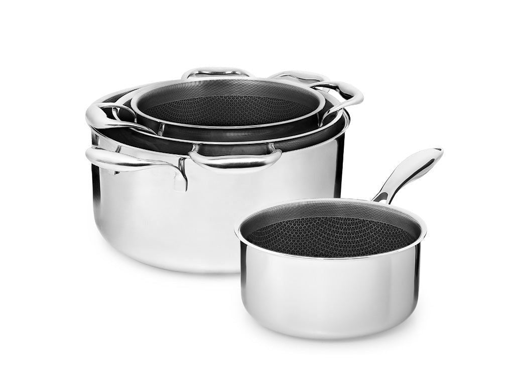 4 Dele Grydesæt   18 Cm Sovsegryde, 20 Cm Kasserolle, 24 Cm Kasserolle fra Onyx Cookware - Cooking Pot Sets