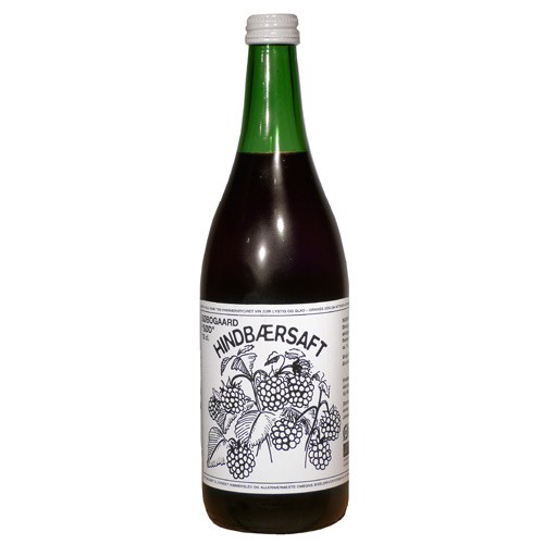 Hindbærsaft Sød økologisk Fortyndes 1:4   73 Cl      fra Søbogaard