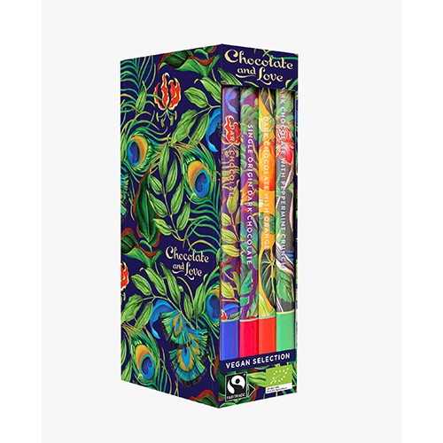 Library Box Vegan Chokolade 4 Var. Kologisk Panama,rich Dark,mint &   320 Gram     fra Chocolate And Love