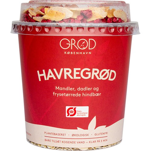 Havre  M. Mandler, Frysetørrede Hindbær økologisk & Dadler   68 Gram     fra Grød