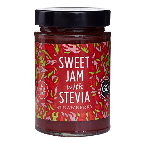 Jordbærmarmelade Med Stevia   330 Gram   Sweet Jam With Stevia fra Good Good
