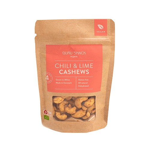 Cashews Chili & Lime økologisk   100 Gram   fra Guru Snack