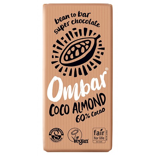 Kokos Mandel Chokolade   70 Gram     fra Ombar