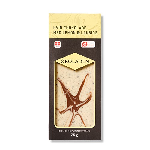 Chokolade Hvid Lemon Lakrids økologisk   75 Gram     fra økoladen