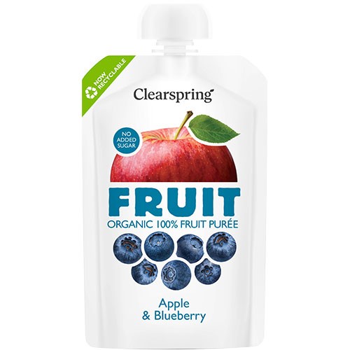 æble & Blåbær Frugtpuré   økologisk    100 Gram fra Clearspring